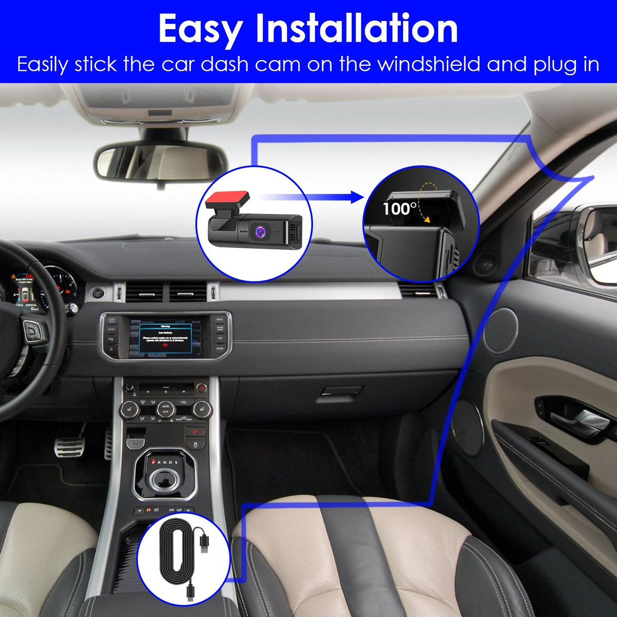 1Pc 2K HD Front Dash Cam For Car With IPS Screen Night Vision Loop Recording Included 32G Storage Card 140 Degree Wide Angle WiFi App Control Front Dashcam - CnTire.com - Powered by LogiKit China.