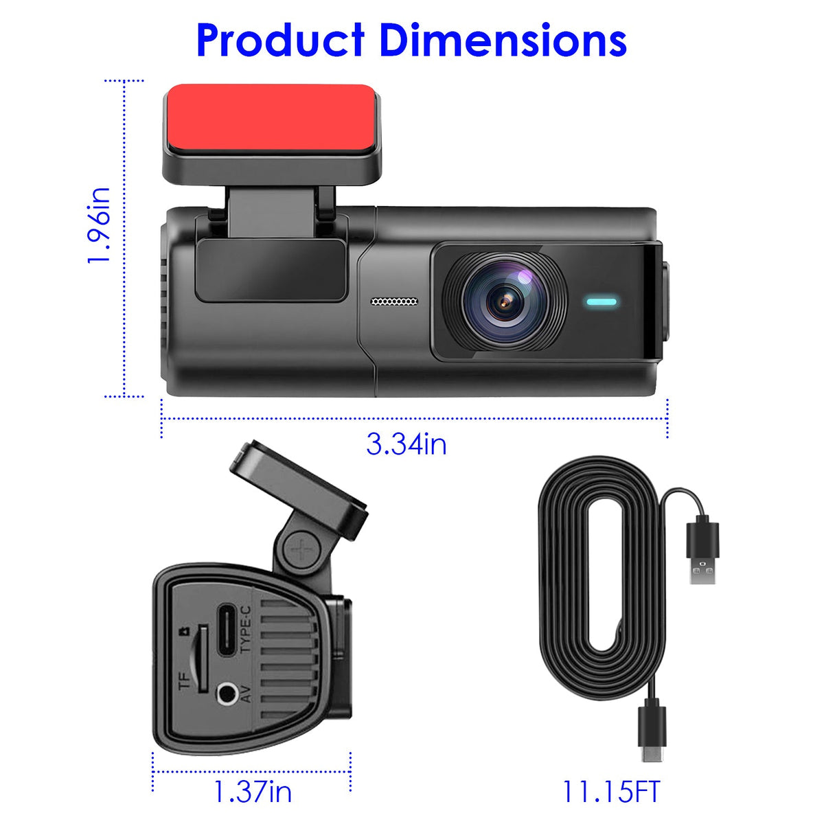1Pc 2K HD Front Dash Cam For Car With IPS Screen Night Vision Loop Recording Included 32G Storage Card 140 Degree Wide Angle WiFi App Control Front Dashcam - CnTire.com - Powered by LogiKit China.