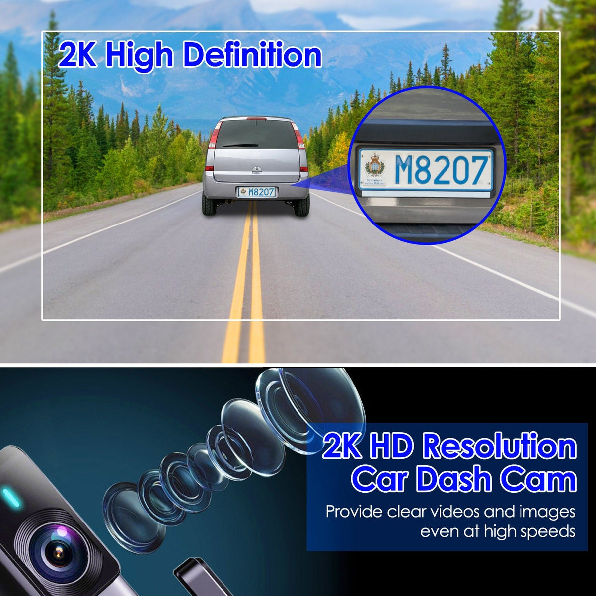 1Pc 2K HD Front Dash Cam For Car With IPS Screen Night Vision Loop Recording Included 32G Storage Card 140 Degree Wide Angle WiFi App Control Front Dashcam - CnTire.com - Powered by LogiKit China.