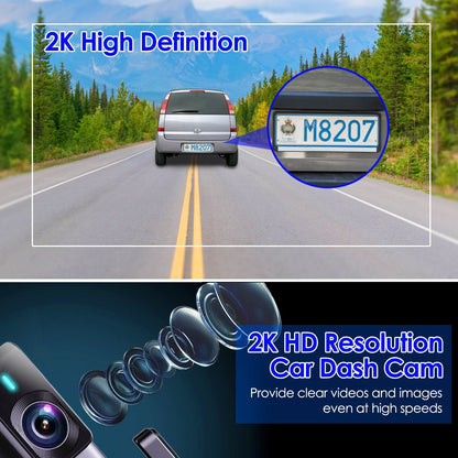 1Pc 2K HD Front Dash Cam For Car With IPS Screen Night Vision Loop Recording Included 32G Storage Card 140 Degree Wide Angle WiFi App Control Front Dashcam - CnTire.com - Powered by LogiKit China.