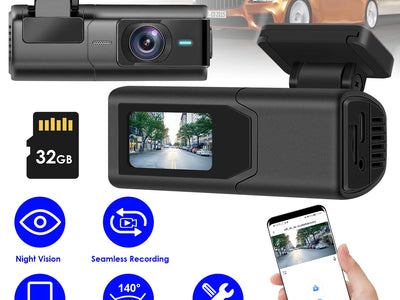 1Pc 2K HD Front Dash Cam For Car With IPS Screen Night Vision Loop Recording Included 32G Storage Card 140 Degree Wide Angle WiFi App Control Front Dashcam - CnTire.com - Powered by LogiKit China.